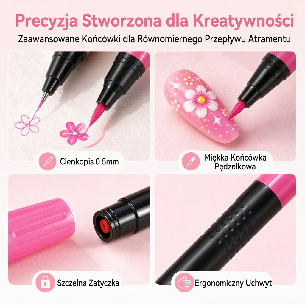OSTATNI DZIEŃ · 50% ZNIŻKI 🌈 Zestaw 24 dwustronnych pisaków do zdobienia paznokci 💕