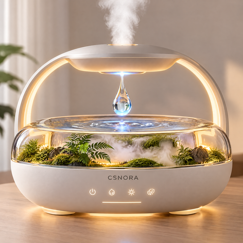 🌿 CSNORA® Rainforest Terrarium Humidifier – 650ml Anti-Gravity Mist & Mood Lighting