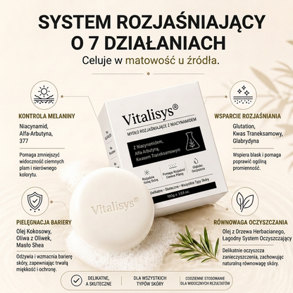 🔥🔥Vitalisys® Mydło rozjaśniające z niacynamidem na przebarwienia i piegi 💆‍♀️